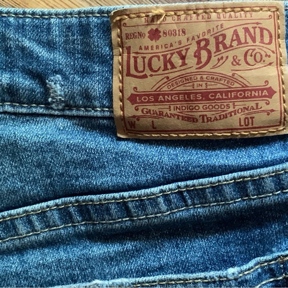 Lucky Brand The Cut Off Raw Hem Jean Shorts Sz O/25 Denim Distressed - Picture 8 of 10